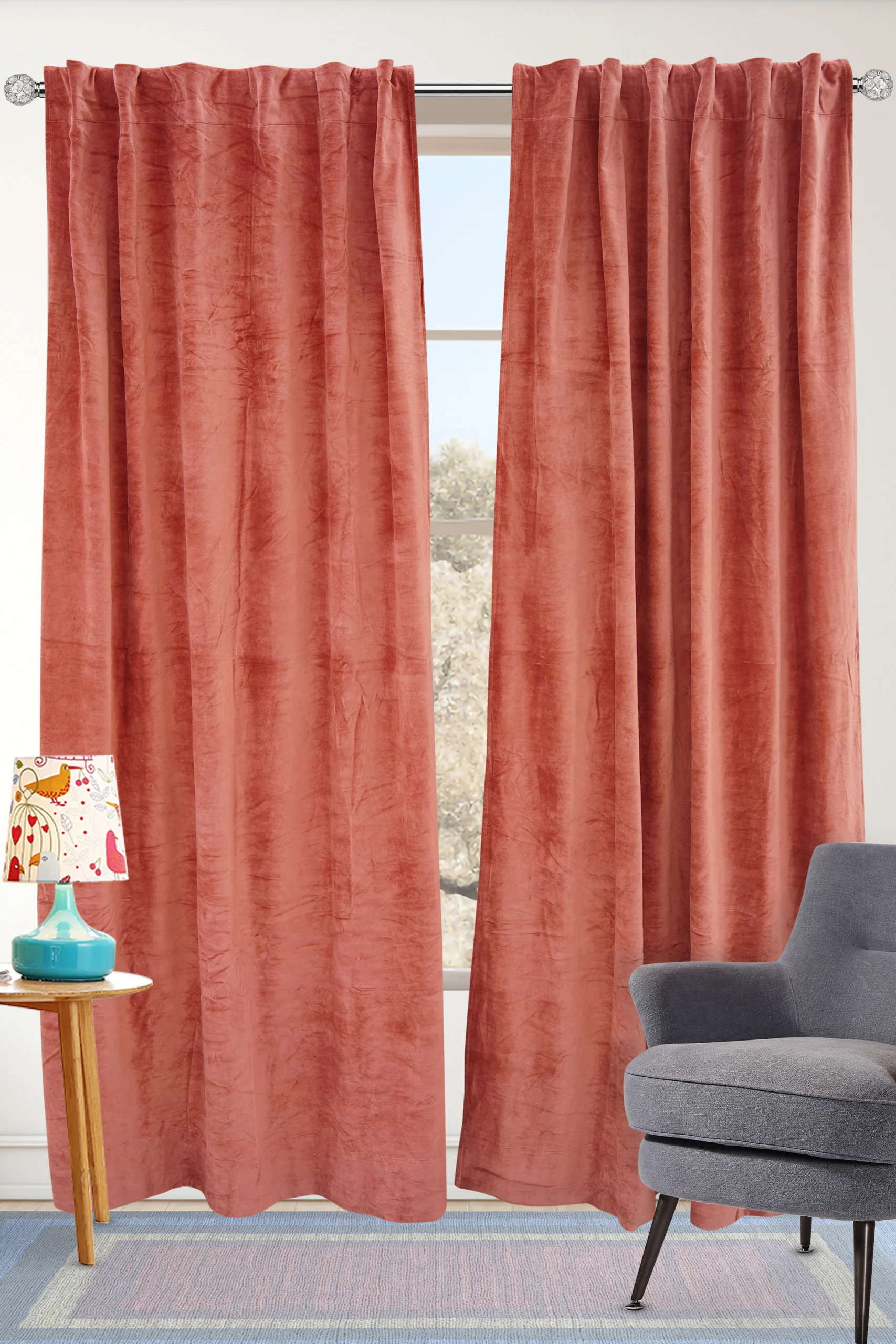 Blush Pink Velvet Curtain