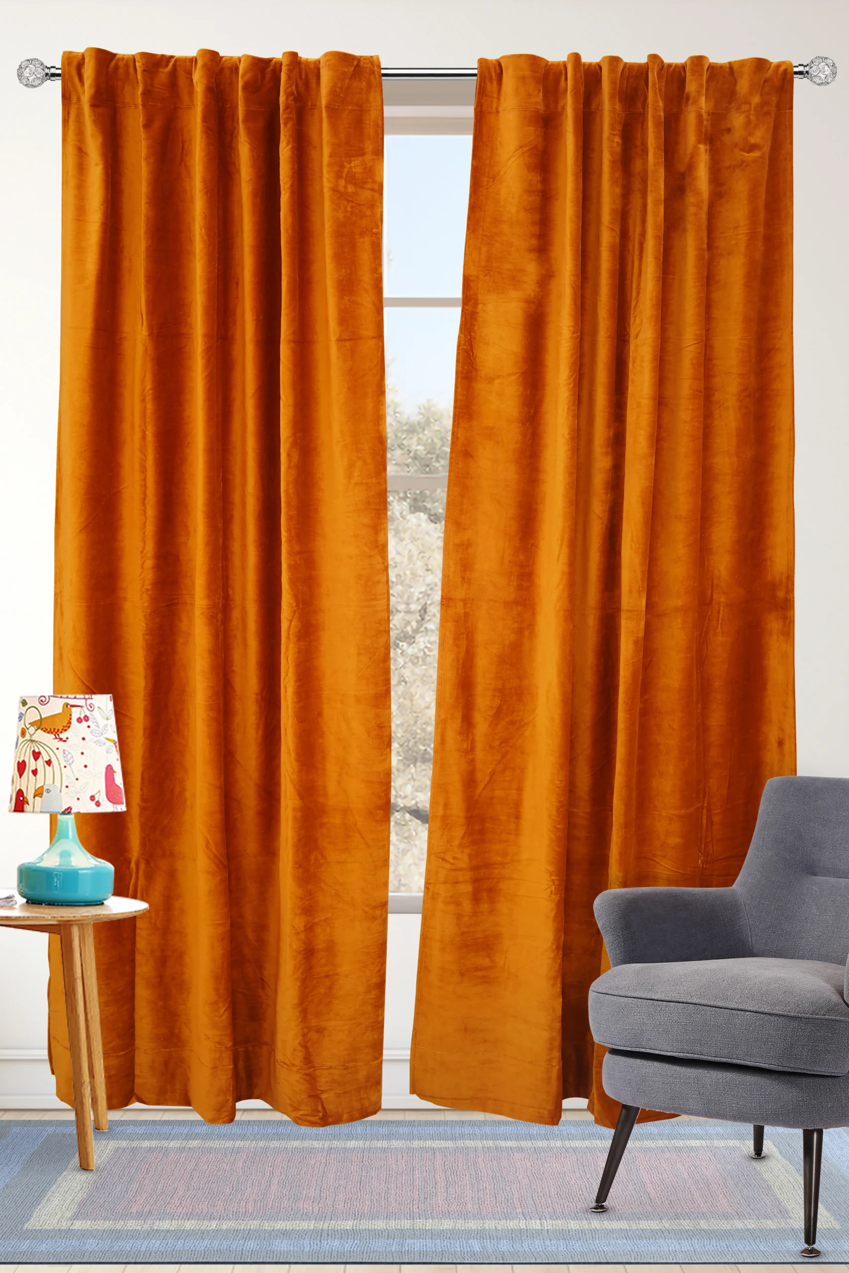 Burnt Orange Velvet Curtains