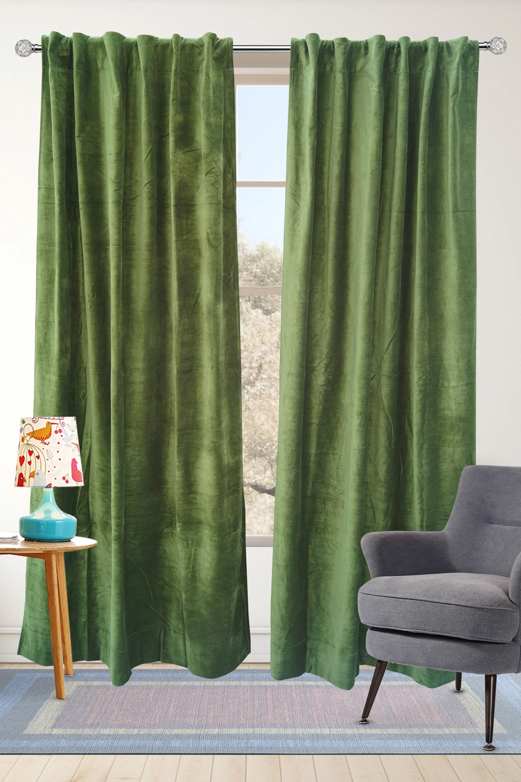 Cotton Olive Green Curtain