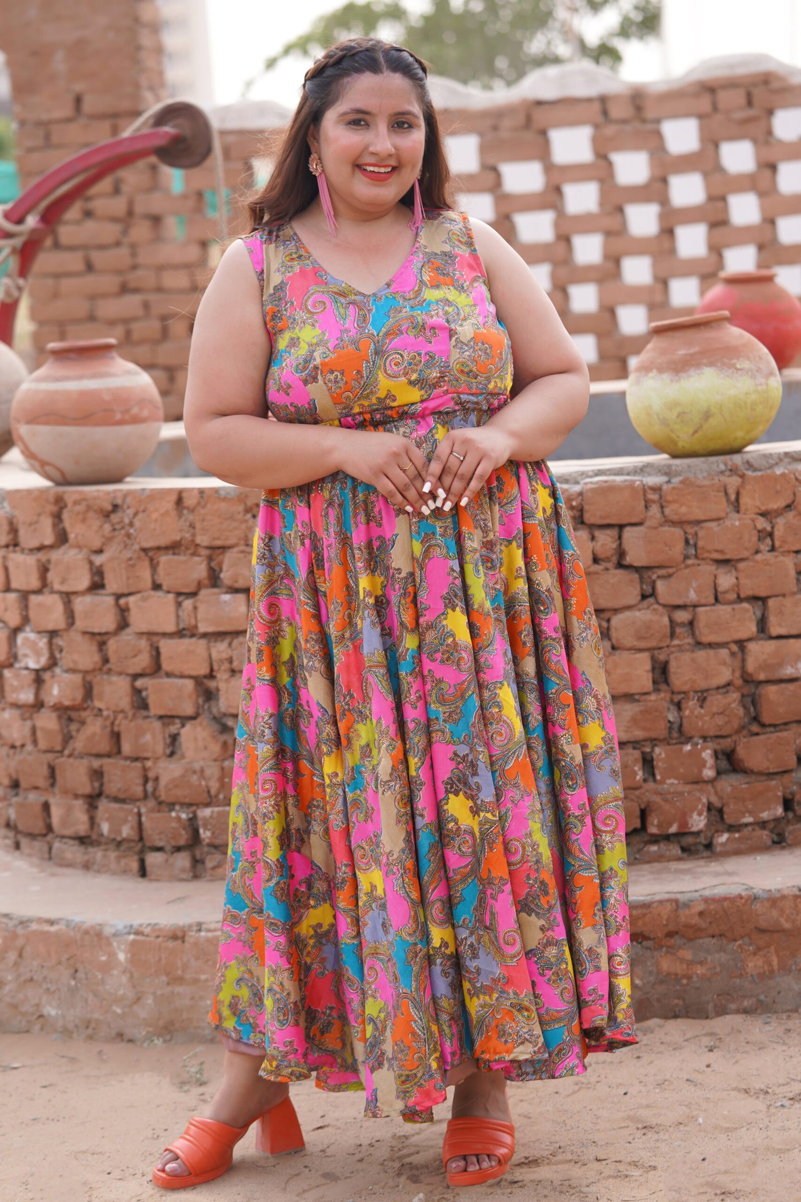 Peach Sleeveless Maxi Dress